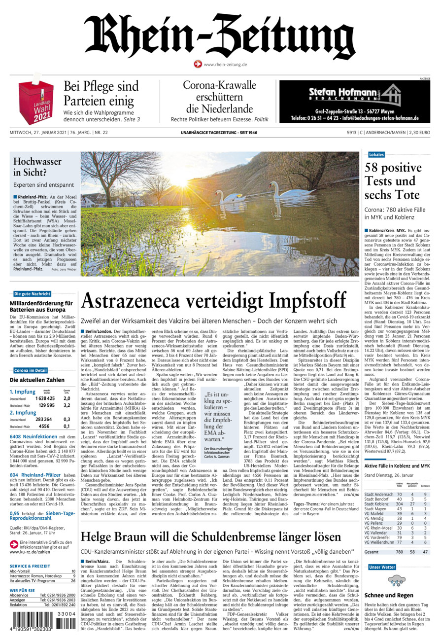 Rhein-Zeitung Andernach & Mayen vom Mittwoch, 27.01.2021