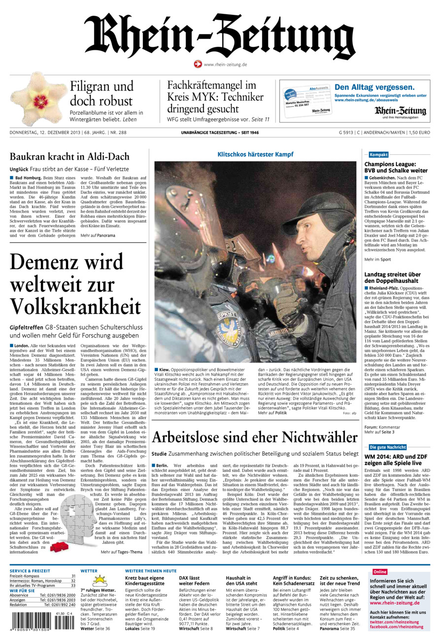 Rhein-Zeitung Andernach & Mayen vom Donnerstag, 12.12.2013