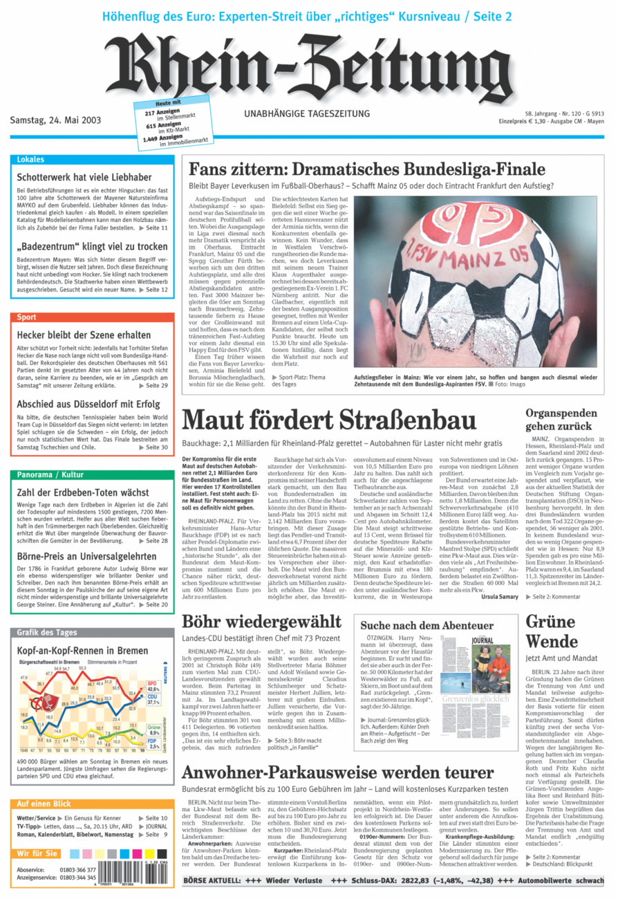 Rhein-Zeitung Andernach & Mayen vom Samstag, 24.05.2003