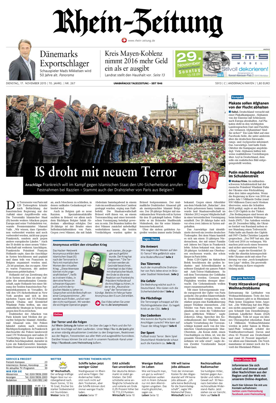 Rhein-Zeitung Andernach & Mayen vom Dienstag, 17.11.2015