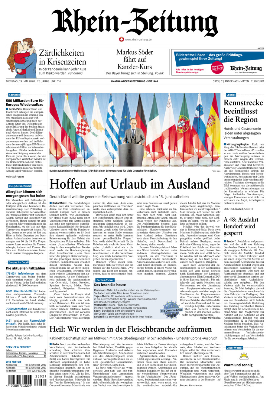 Rhein-Zeitung Andernach & Mayen vom Dienstag, 19.05.2020