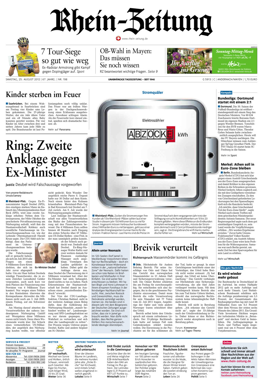 Rhein-Zeitung Andernach & Mayen vom Samstag, 25.08.2012