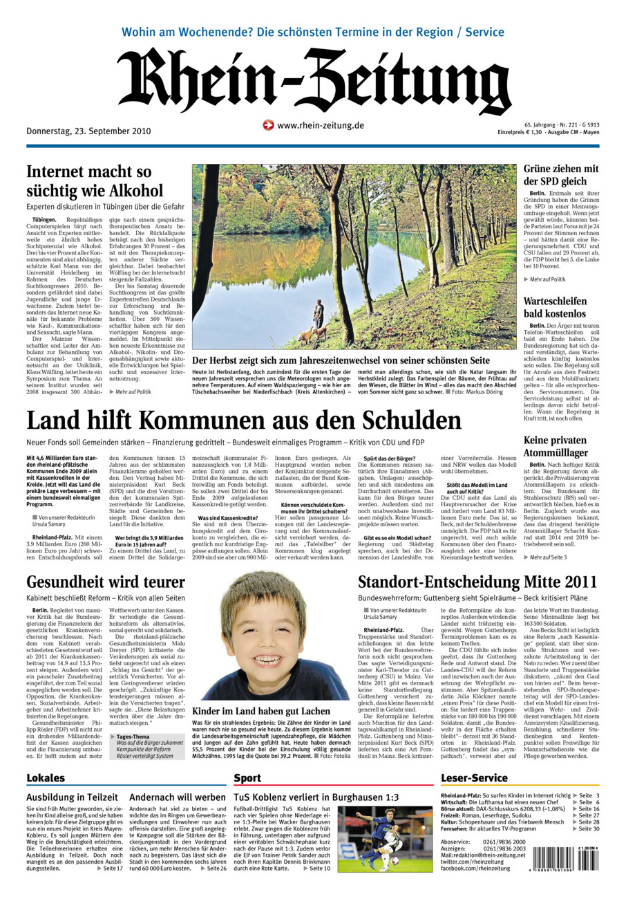 Rhein-Zeitung Andernach & Mayen vom Donnerstag, 23.09.2010