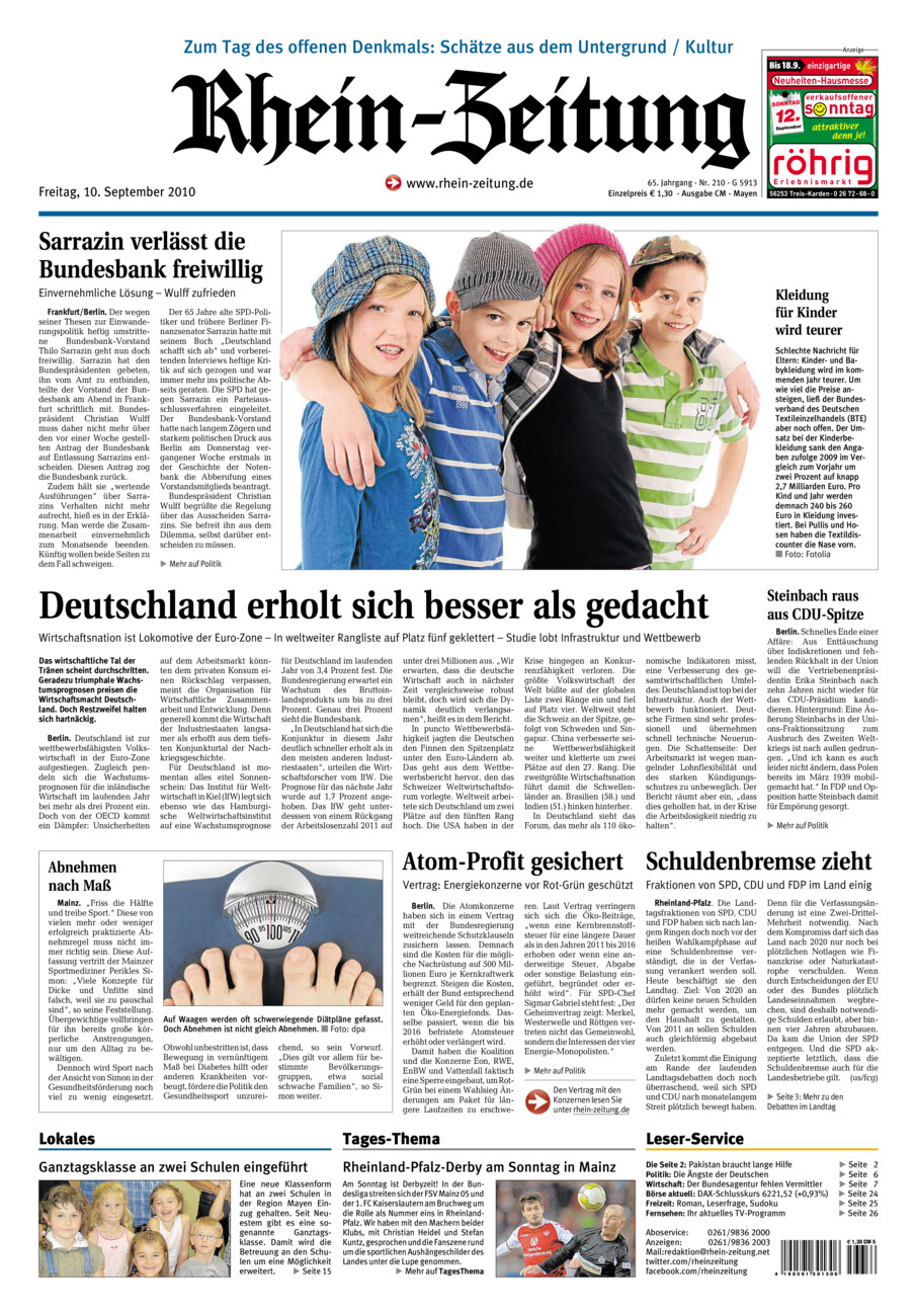 Rhein-Zeitung Andernach & Mayen vom Freitag, 10.09.2010