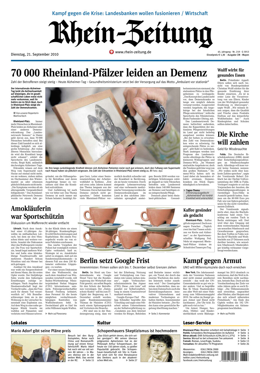 Rhein-Zeitung Andernach & Mayen vom Dienstag, 21.09.2010
