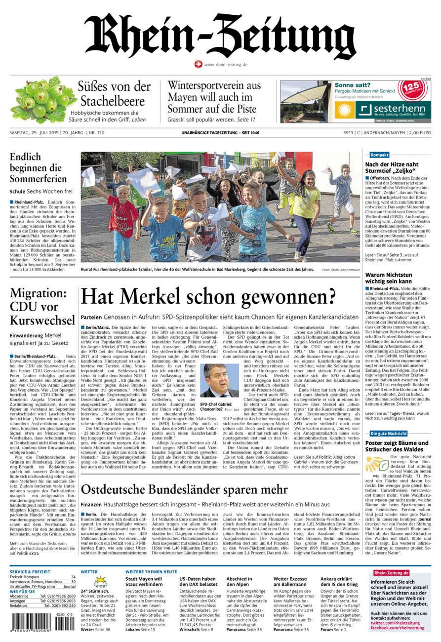 Rhein-Zeitung Andernach & Mayen vom Samstag, 25.07.2015