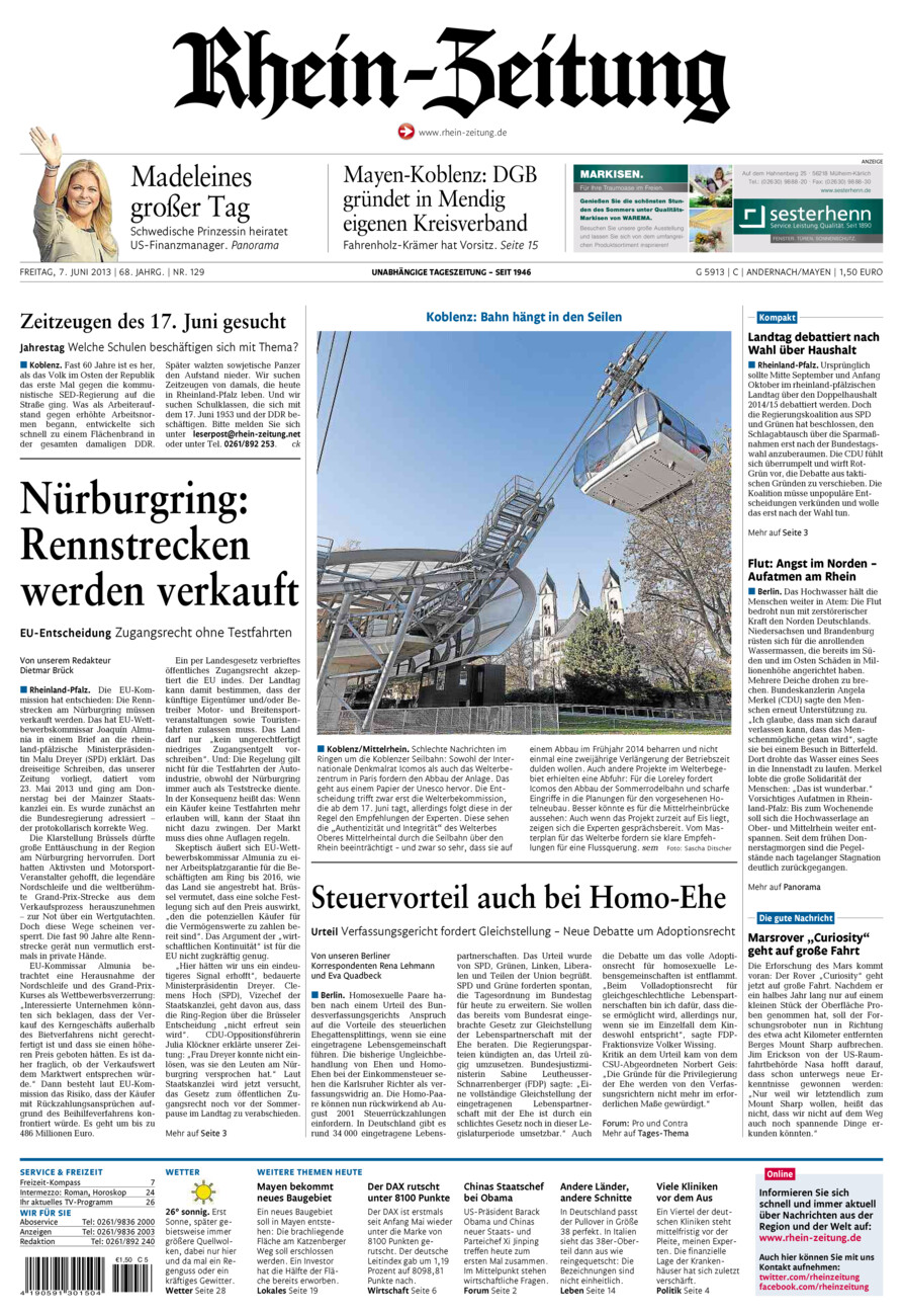 Rhein-Zeitung Andernach & Mayen vom Freitag, 07.06.2013