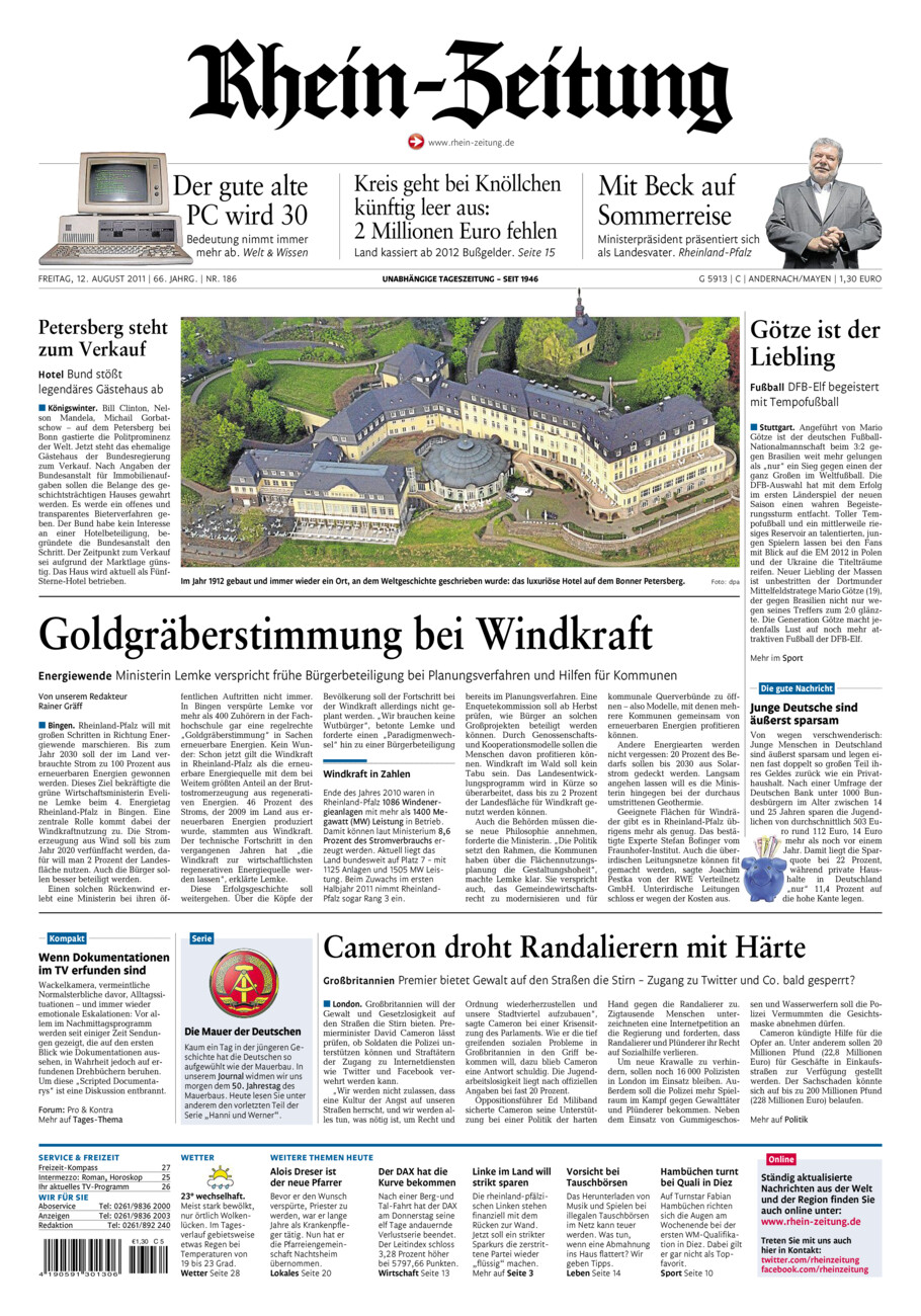 Rhein-Zeitung Andernach & Mayen vom Freitag, 12.08.2011
