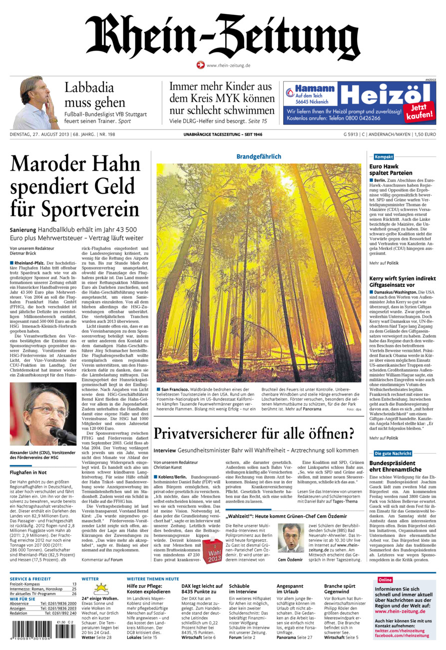 Rhein-Zeitung Andernach & Mayen vom Dienstag, 27.08.2013