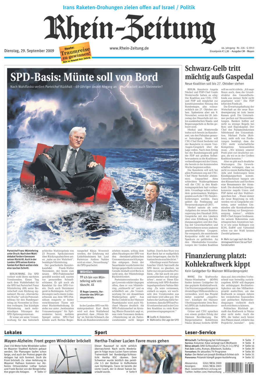 Rhein-Zeitung Andernach & Mayen vom Dienstag, 29.09.2009