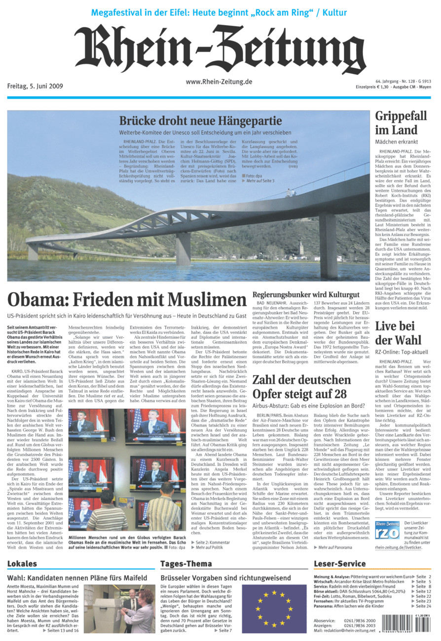 Rhein-Zeitung Andernach & Mayen vom Freitag, 05.06.2009
