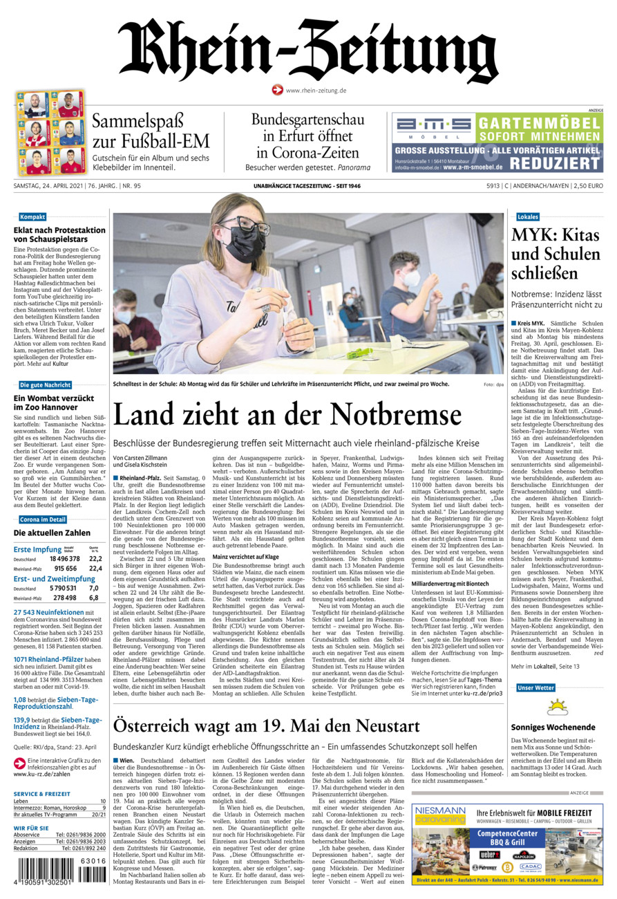 Rhein-Zeitung Andernach & Mayen vom Samstag, 24.04.2021