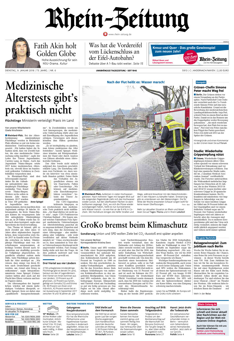 Rhein-Zeitung Andernach & Mayen vom Dienstag, 09.01.2018