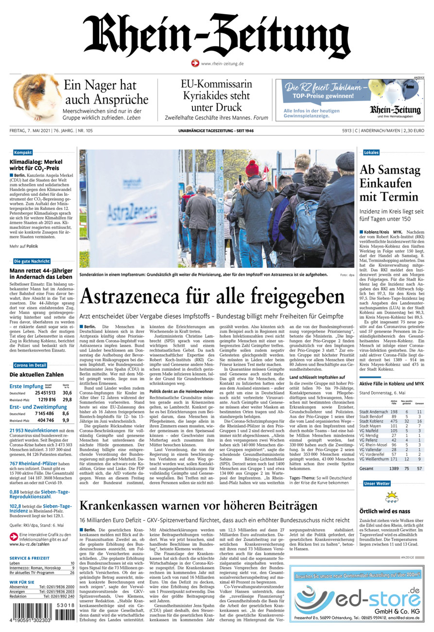 Rhein-Zeitung Andernach & Mayen vom Freitag, 07.05.2021