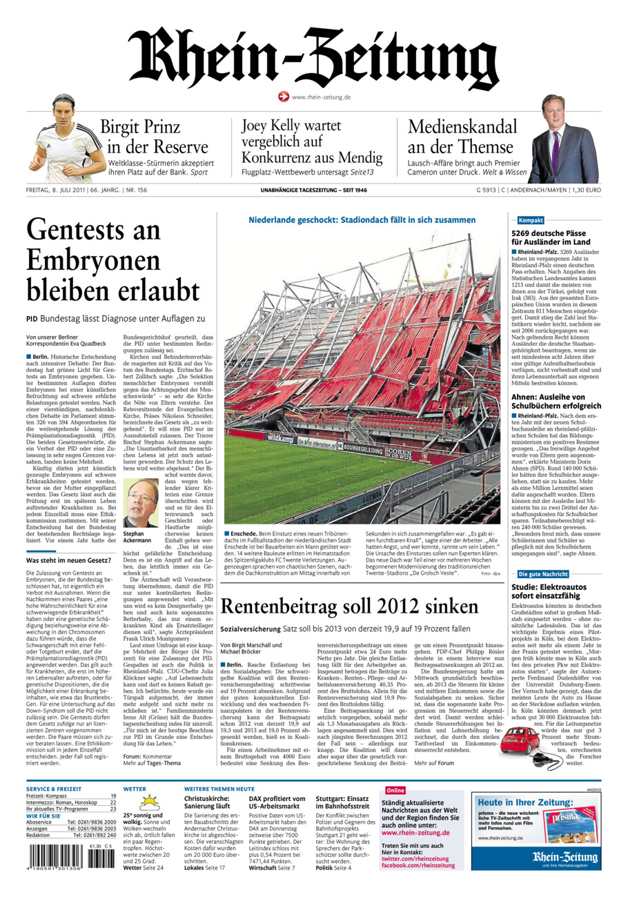 Rhein-Zeitung Andernach & Mayen vom Freitag, 08.07.2011
