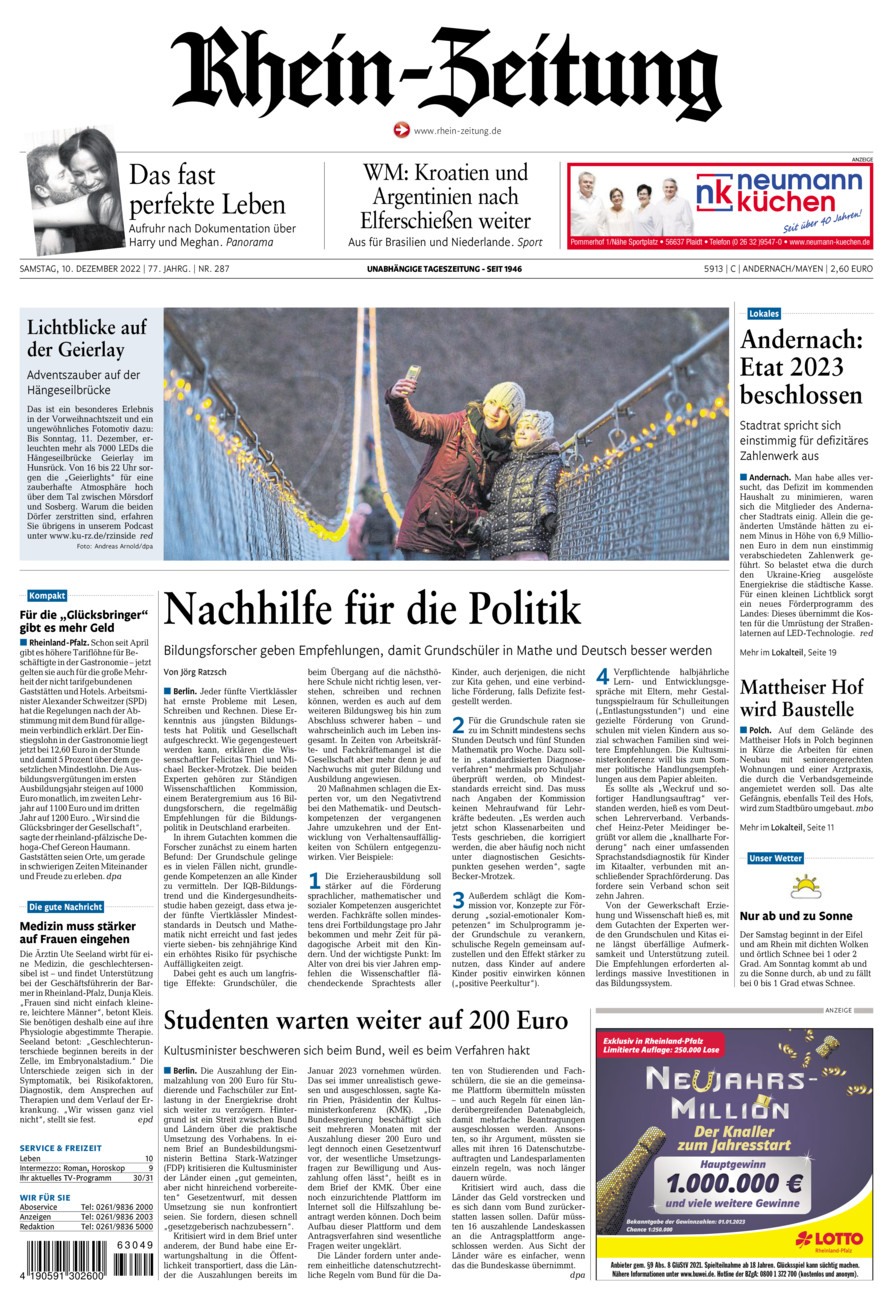 Rhein-Zeitung Andernach & Mayen vom Samstag, 10.12.2022