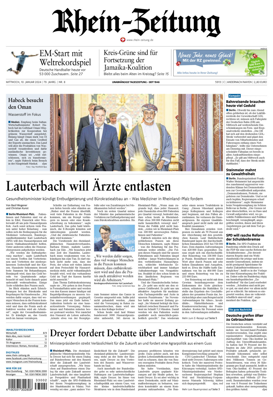 Rhein-Zeitung Andernach & Mayen vom Mittwoch, 10.01.2024