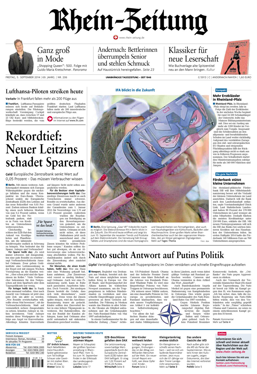 Rhein-Zeitung Andernach & Mayen vom Freitag, 05.09.2014