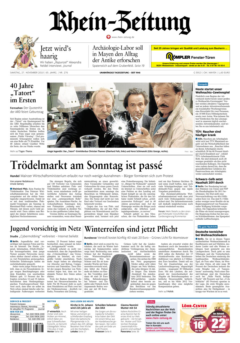 Rhein-Zeitung Andernach & Mayen vom Samstag, 27.11.2010