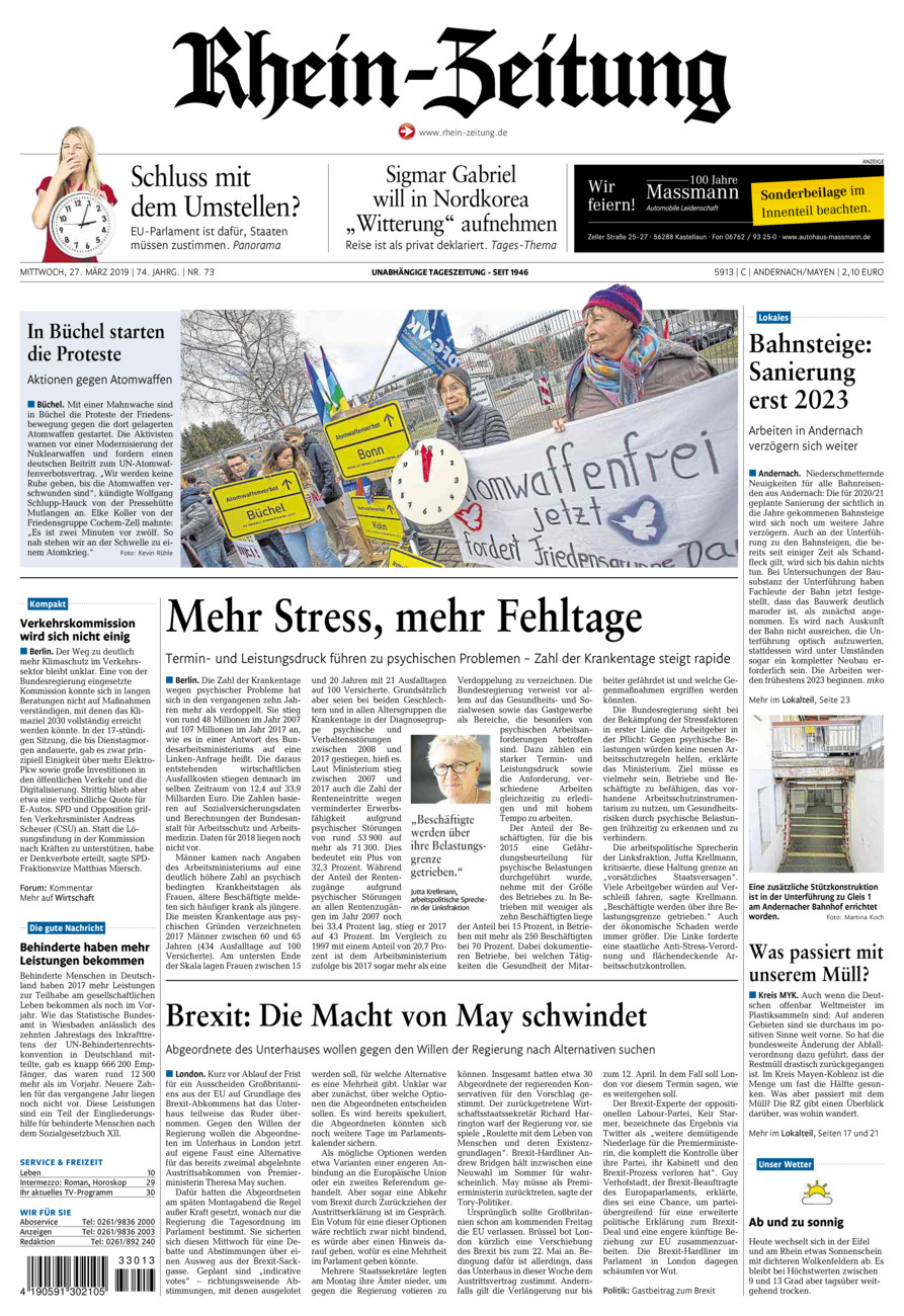 Rhein-Zeitung Andernach & Mayen vom Mittwoch, 27.03.2019