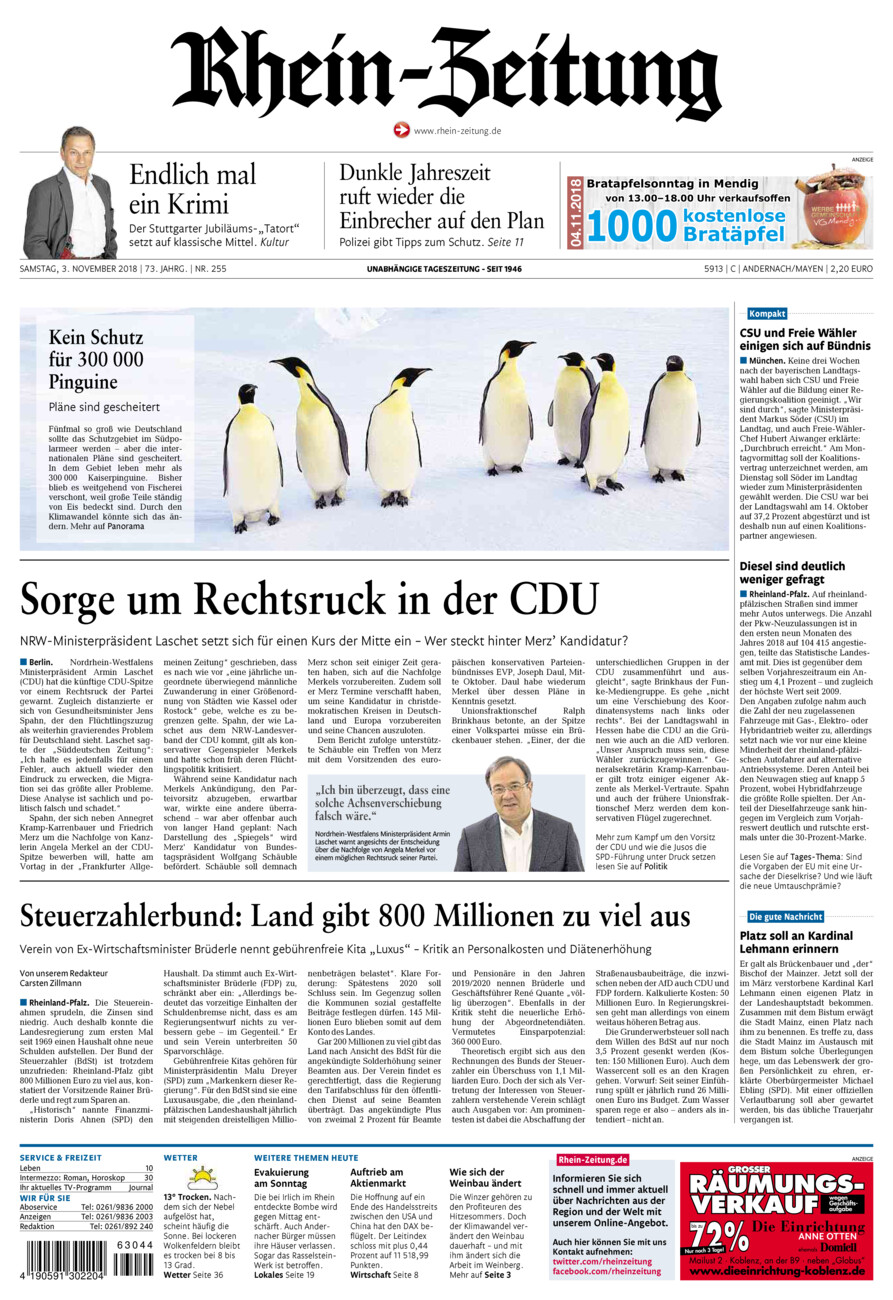 Rhein-Zeitung Andernach & Mayen vom Samstag, 03.11.2018