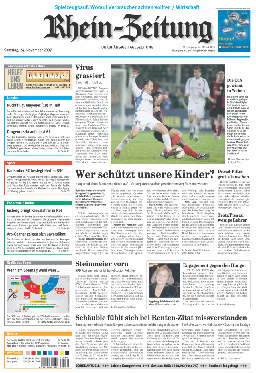 Rhein-Zeitung Andernach & Mayen vom Samstag, 24.11.2007