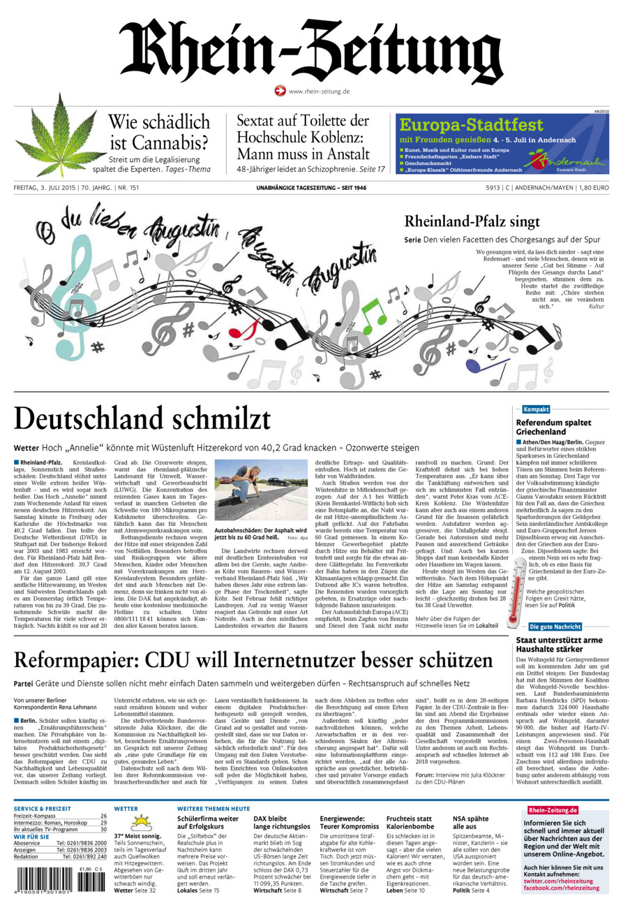 Rhein-Zeitung Andernach & Mayen vom Freitag, 03.07.2015