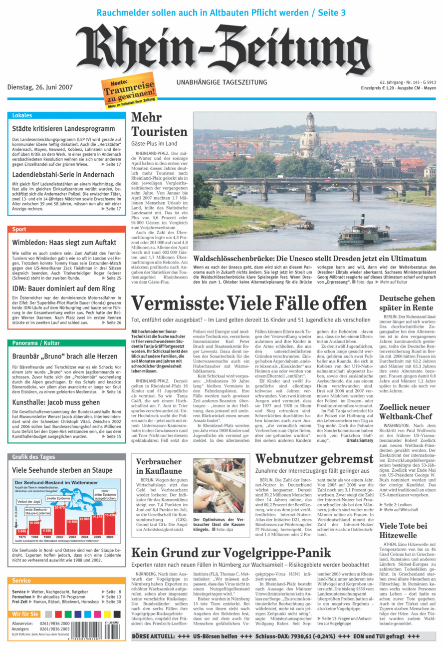 Rhein-Zeitung Andernach & Mayen vom Dienstag, 26.06.2007