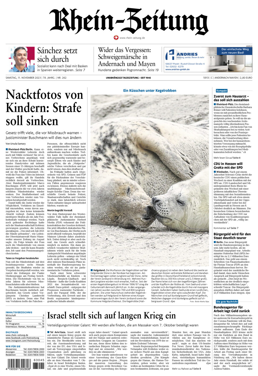 Rhein-Zeitung Andernach & Mayen vom Samstag, 11.11.2023