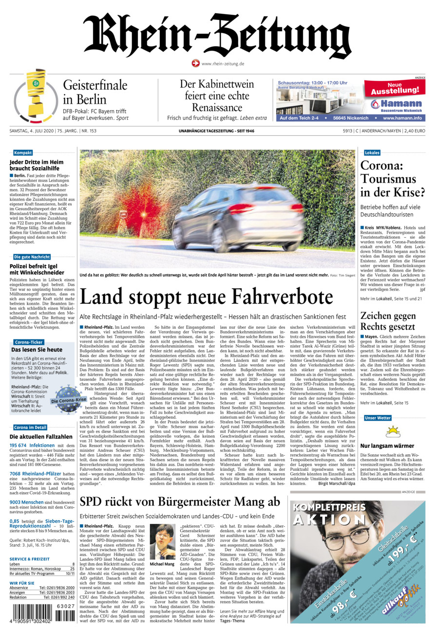 Rhein-Zeitung Andernach & Mayen vom Samstag, 04.07.2020