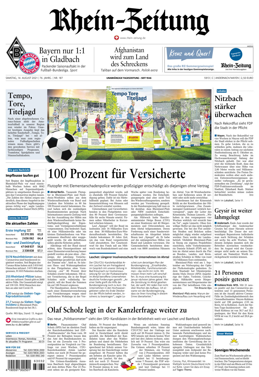 Rhein-Zeitung Andernach & Mayen vom Samstag, 14.08.2021