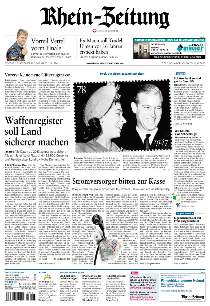 Rhein-Zeitung Andernach & Mayen vom Dienstag, 20.11.2012