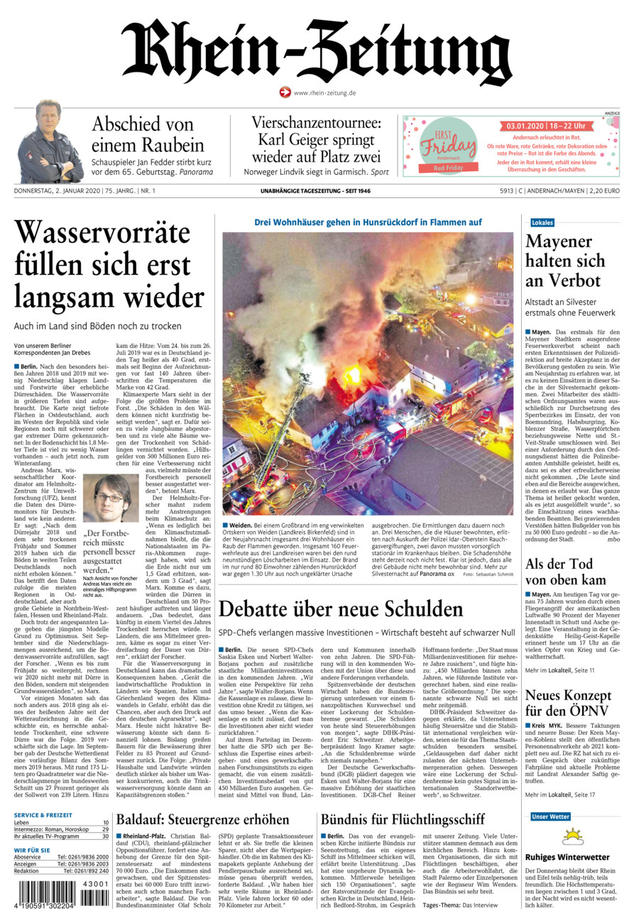 Rhein-Zeitung Andernach & Mayen vom Donnerstag, 02.01.2020