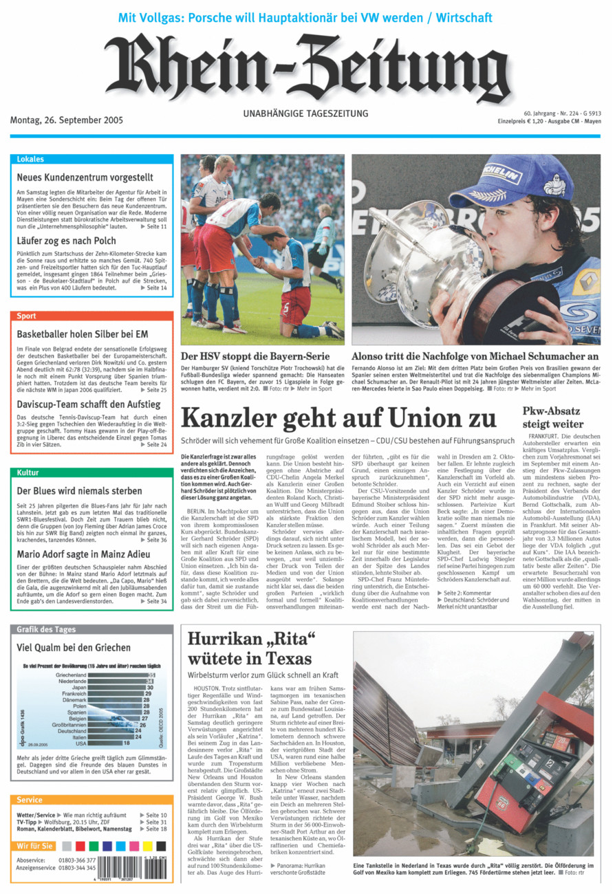 Rhein-Zeitung Andernach & Mayen vom Montag, 26.09.2005