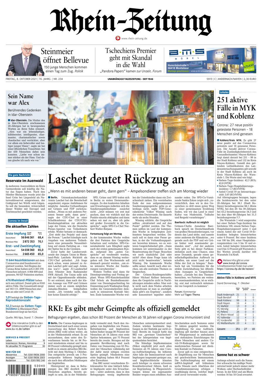 Rhein-Zeitung Andernach & Mayen vom Freitag, 08.10.2021