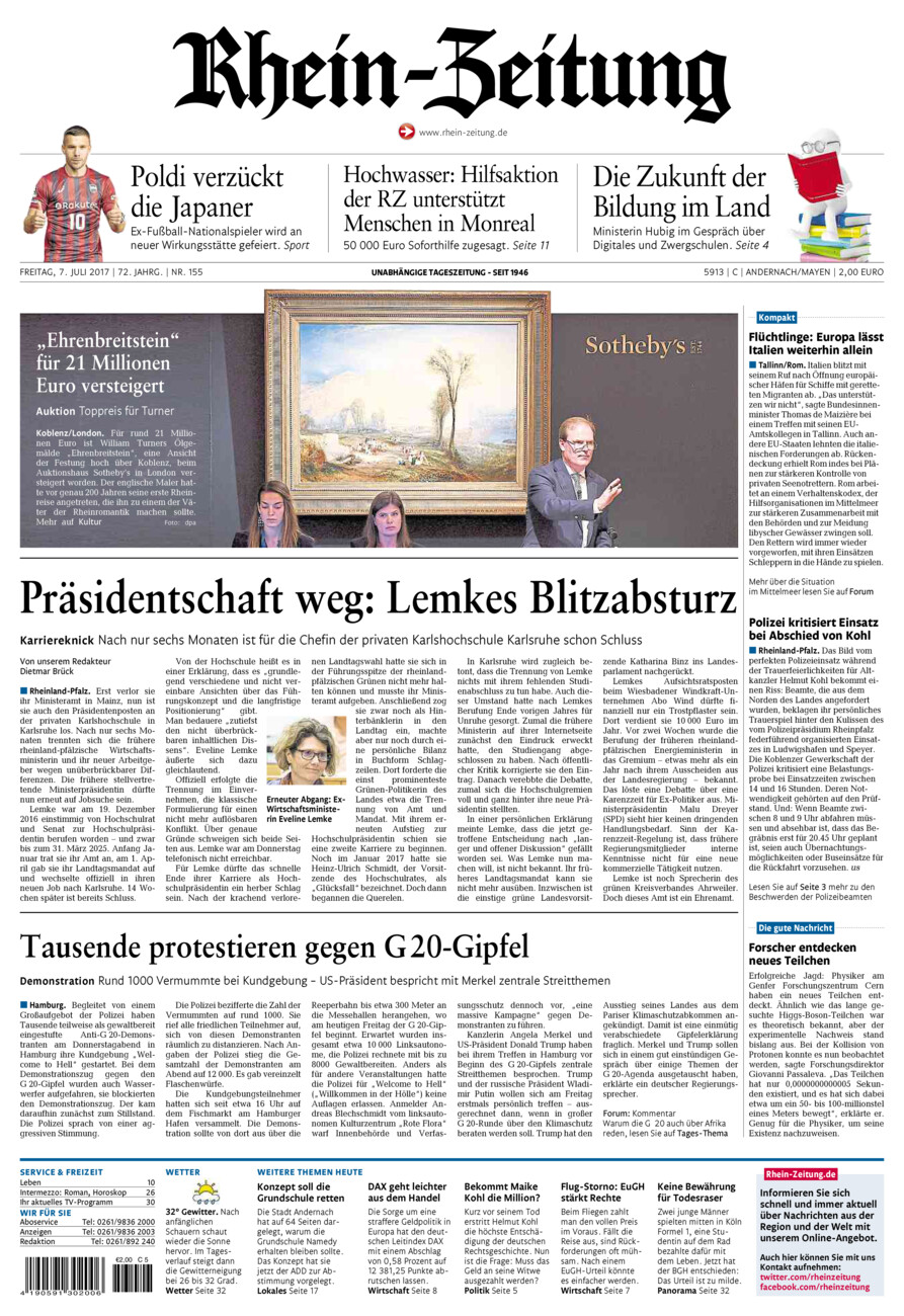 Rhein-Zeitung Andernach & Mayen vom Freitag, 07.07.2017