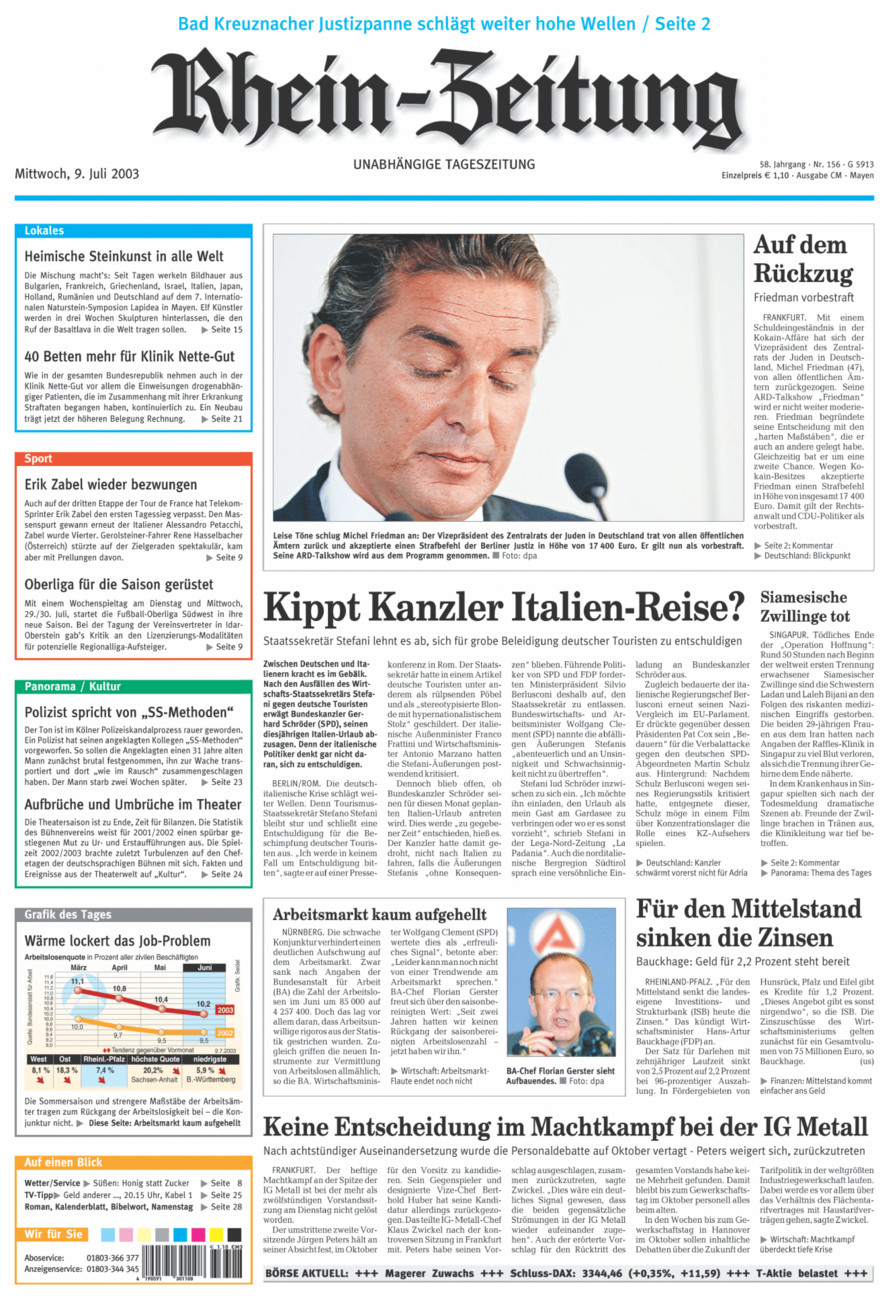 Rhein-Zeitung Andernach & Mayen vom Mittwoch, 09.07.2003
