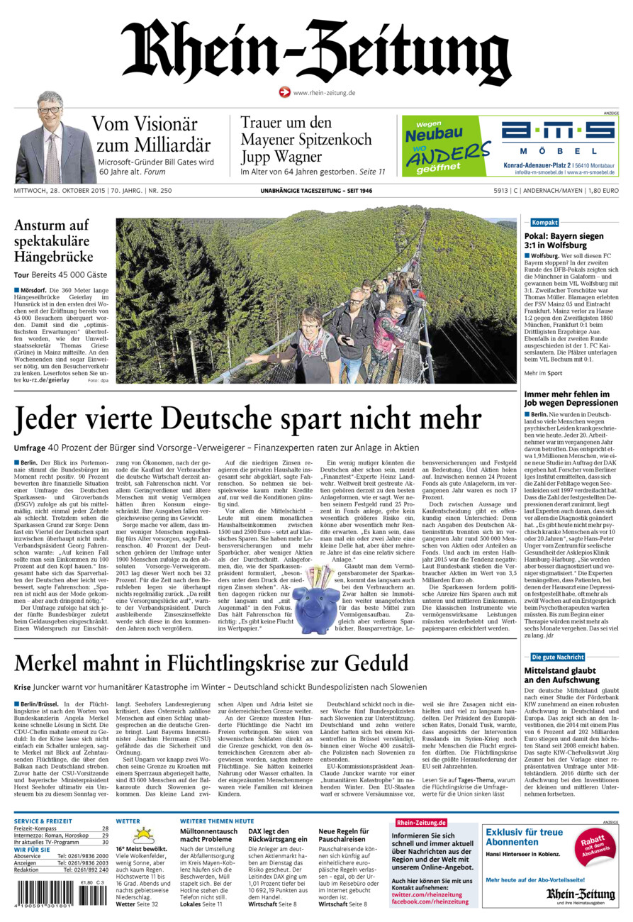 Rhein-Zeitung Andernach & Mayen vom Mittwoch, 28.10.2015