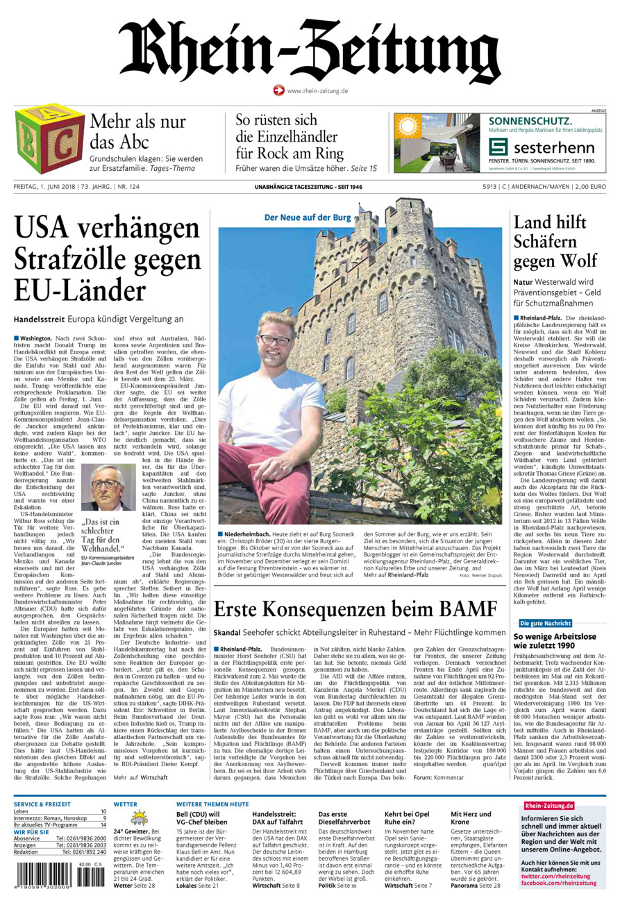 Rhein-Zeitung Andernach & Mayen vom Freitag, 01.06.2018