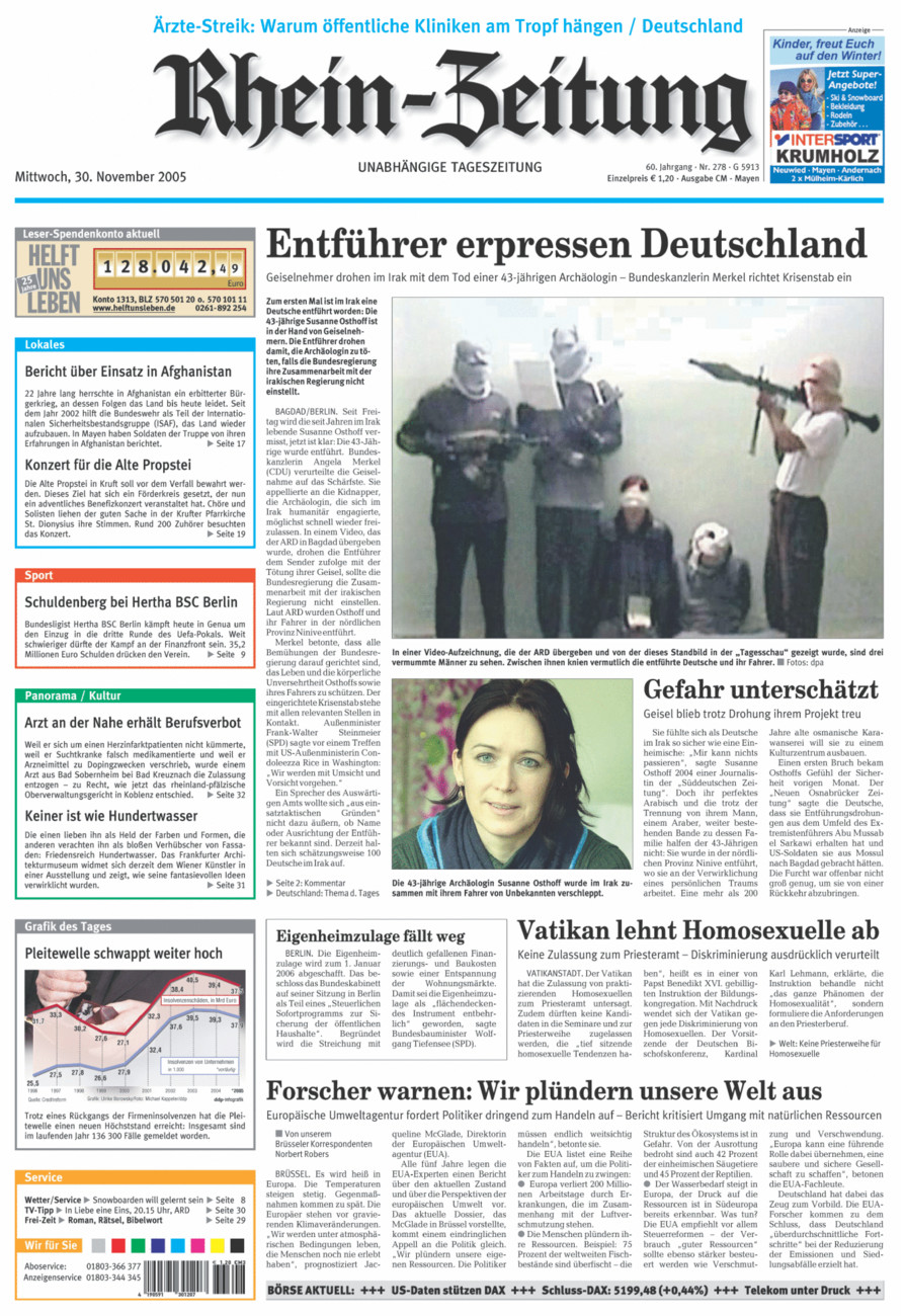 Rhein-Zeitung Andernach & Mayen vom Mittwoch, 30.11.2005