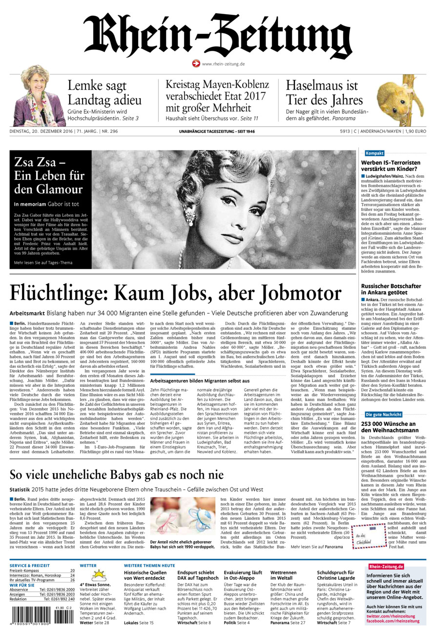 Rhein-Zeitung Andernach & Mayen vom Dienstag, 20.12.2016