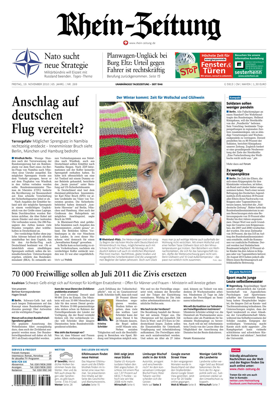 Rhein-Zeitung Andernach & Mayen vom Freitag, 19.11.2010