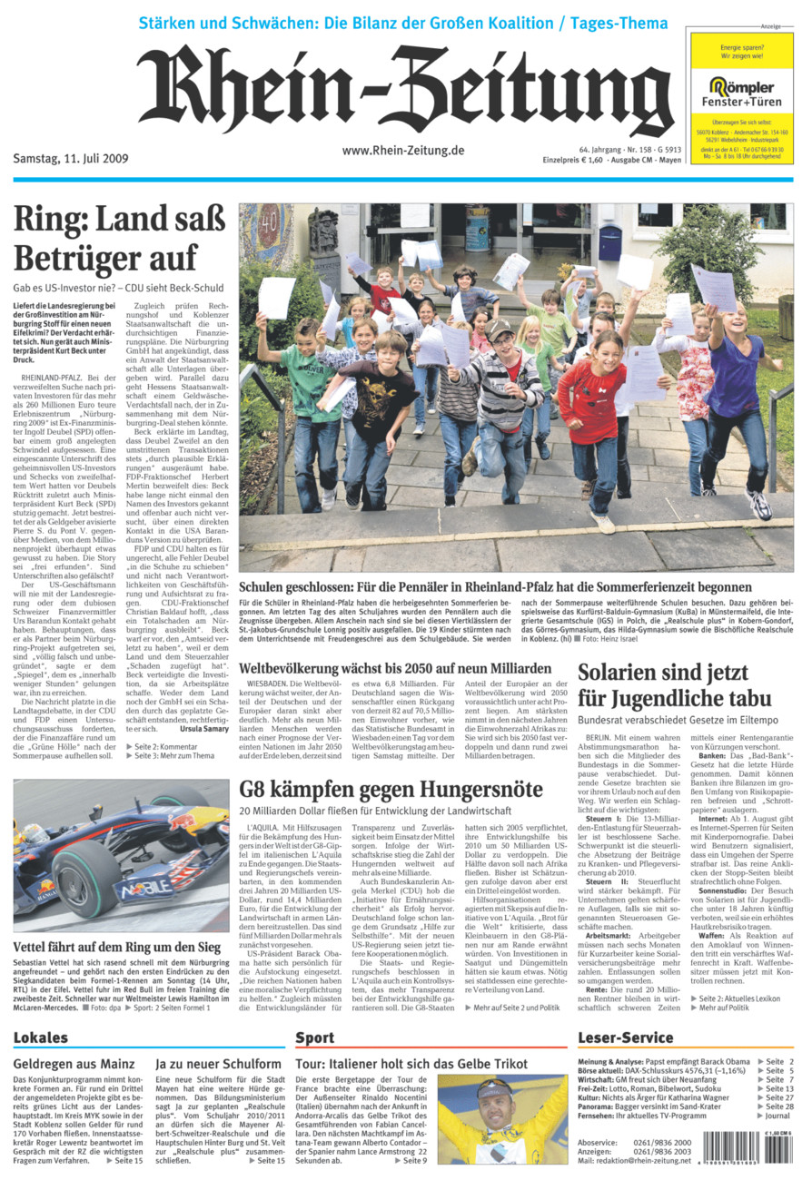 Rhein-Zeitung Andernach & Mayen vom Samstag, 11.07.2009