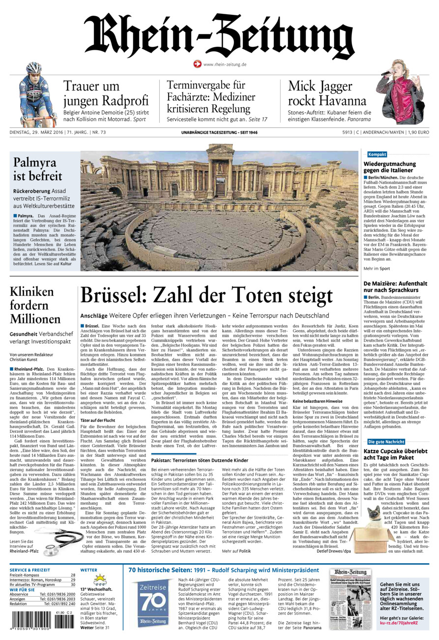 Rhein-Zeitung Andernach & Mayen vom Dienstag, 29.03.2016