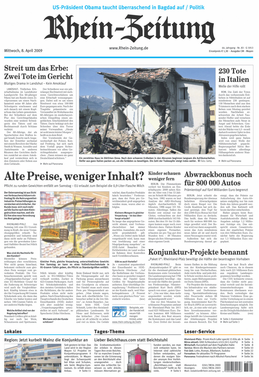 Rhein-Zeitung Andernach & Mayen vom Mittwoch, 08.04.2009