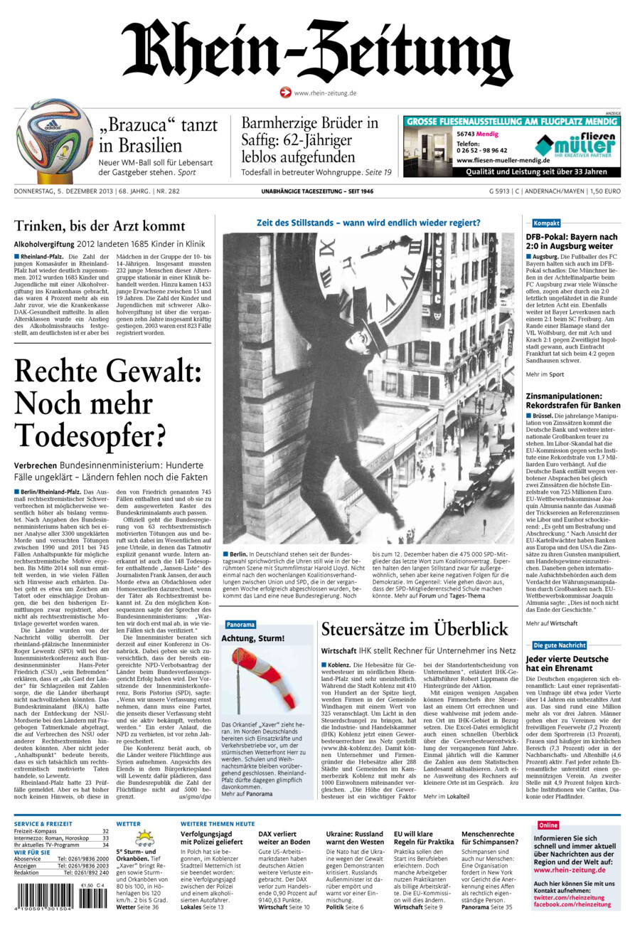 Rhein-Zeitung Andernach & Mayen vom Donnerstag, 05.12.2013