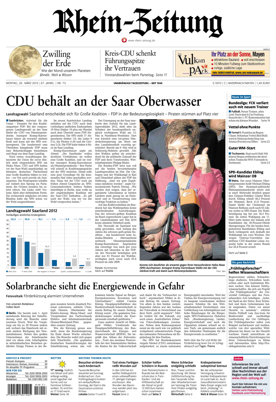 Rhein-Zeitung Andernach & Mayen vom Montag, 26.03.2012