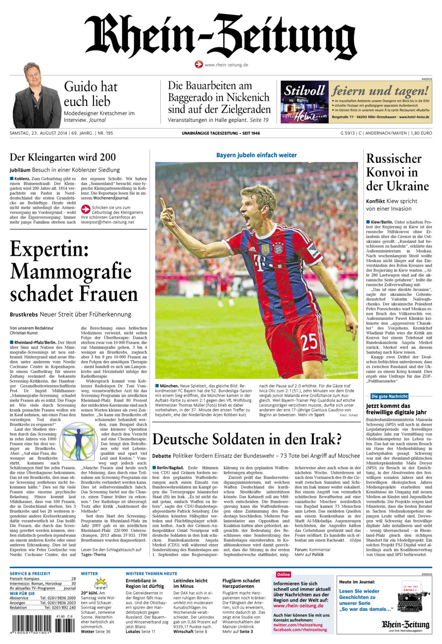Rhein-Zeitung Andernach & Mayen vom Samstag, 23.08.2014