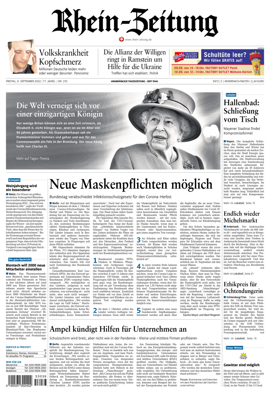 Rhein-Zeitung Andernach & Mayen vom Freitag, 09.09.2022