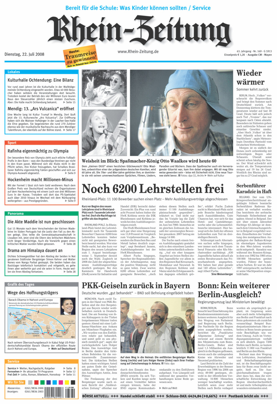 Rhein-Zeitung Andernach & Mayen vom Dienstag, 22.07.2008